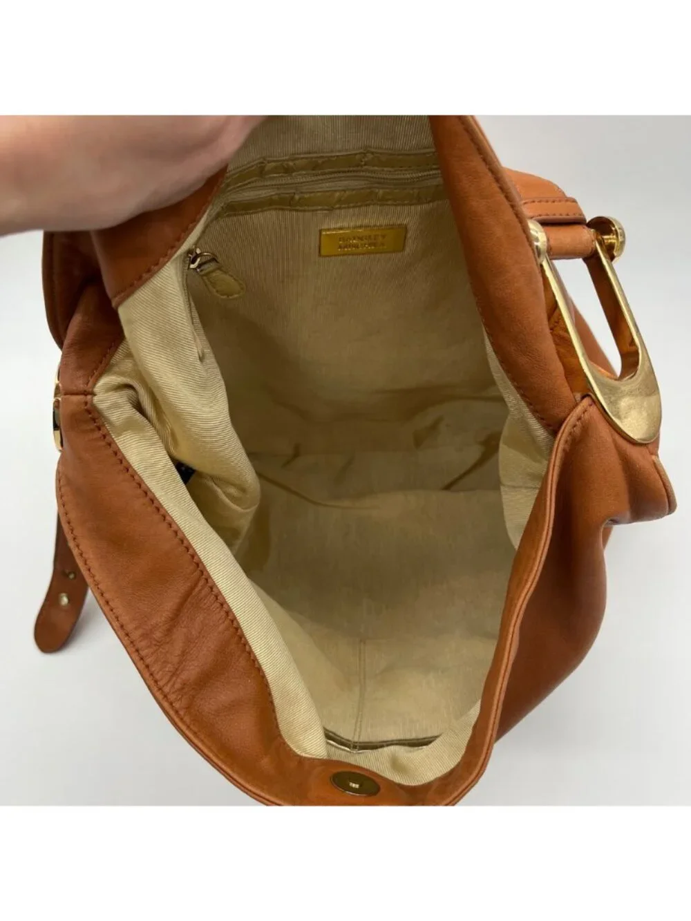 Badgley Mischka Acorn Brown Leather Hobo Bag